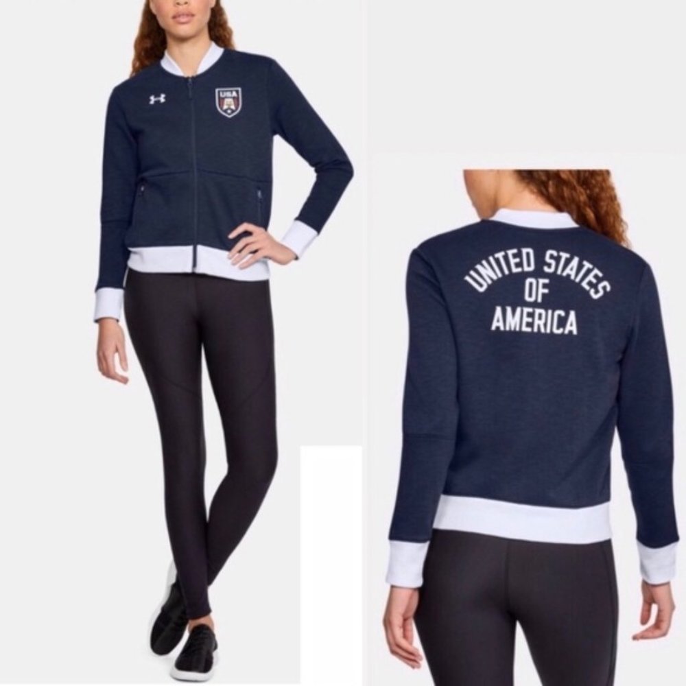 Under Armour Team USA ZipFront Sweatshirt Bomber Jacket Patriotic Size S NWT - Picture 3 of 16